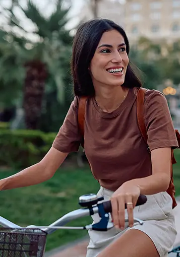 young woman riding a bike